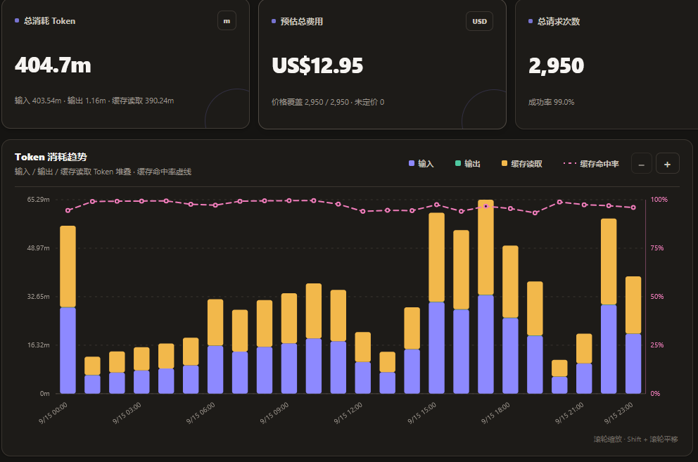 日内 Token 消耗记录
